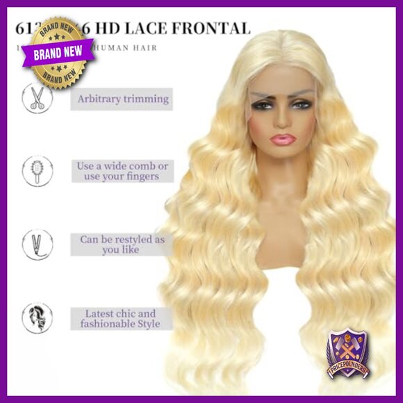 13x6 Lace Front Wig Human Hair 26 Inch Body Wave 200% Density Pre Plucked main image 5